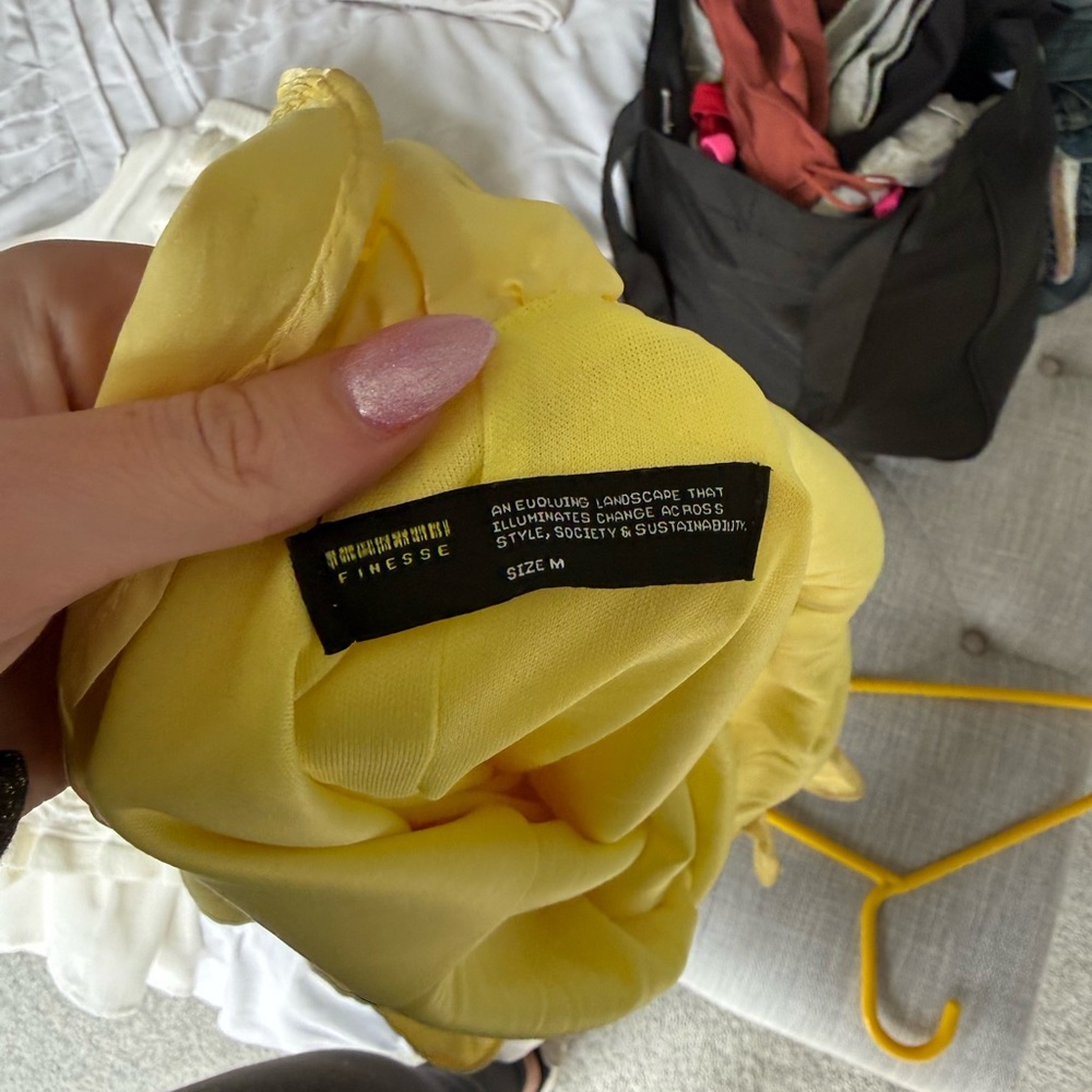 Finesse Soft Yellow Ruffle V-Neck Mini Dress - Picture 3 of 4